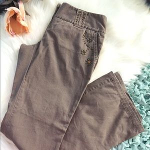 💙THE LIMITED Light brown Casual Pants with embellished details. Like New Size 2